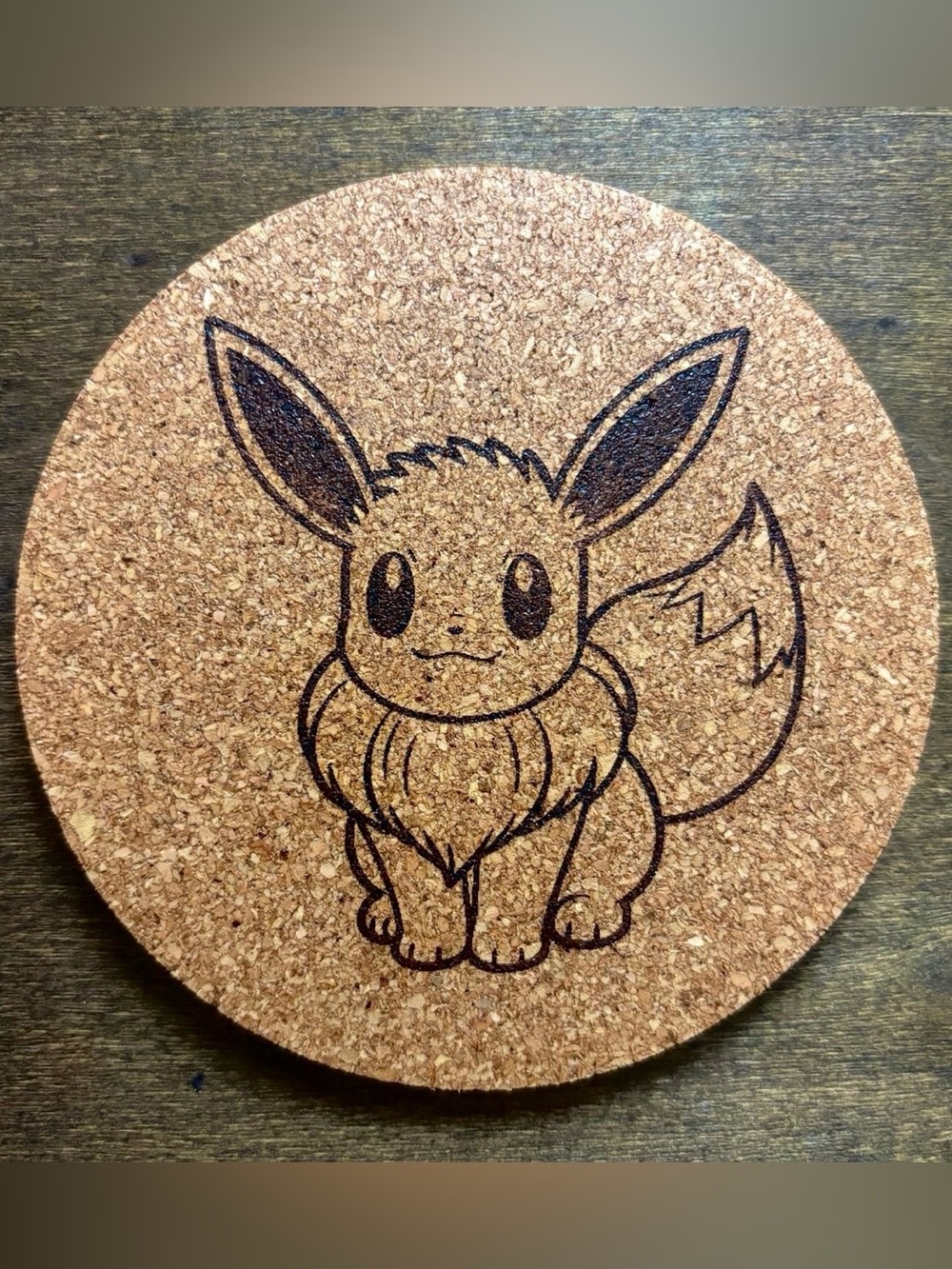 Pokemon Eevee Laser Engraved Cork Coaster